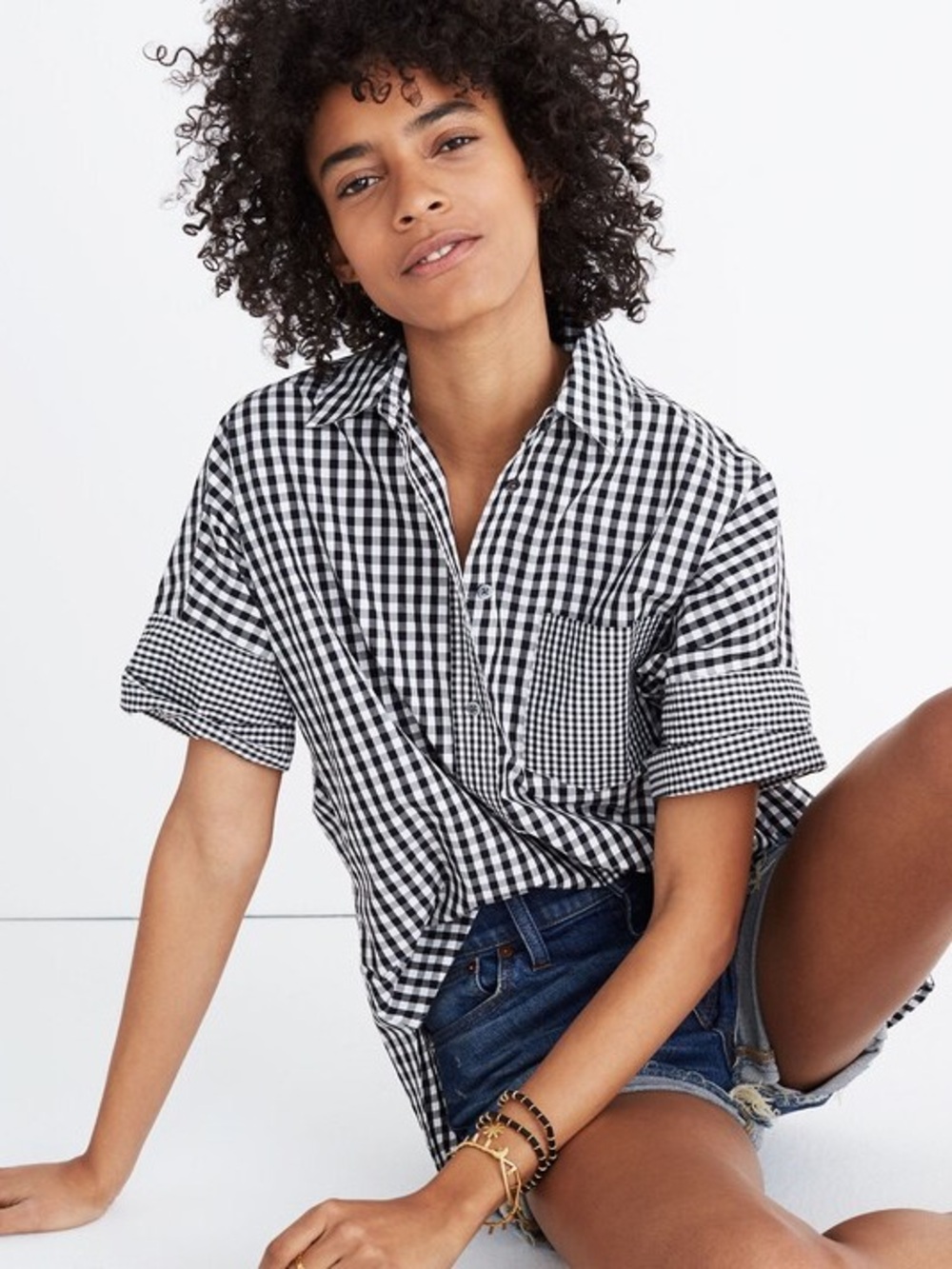 Madewell Gingham Play Button-Down Shirt
L black white check cotton oversized - Picture 2 of 10